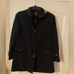 Women’s Gallery Brand Black and Tan Long Sleeve Raincoat M